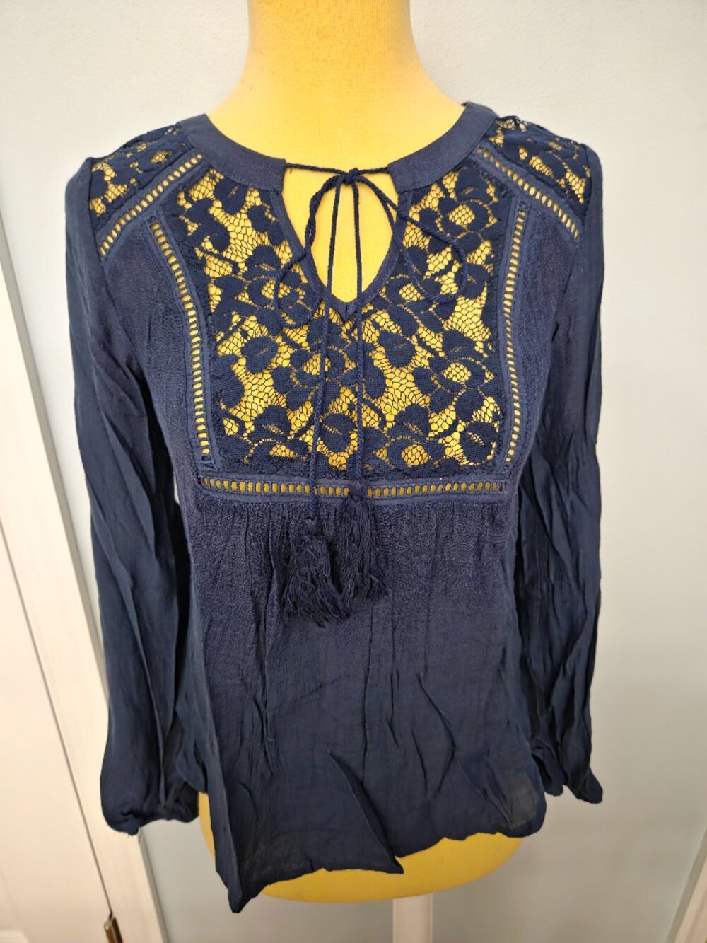 Refuge Cutout Long Sleeve Blouse